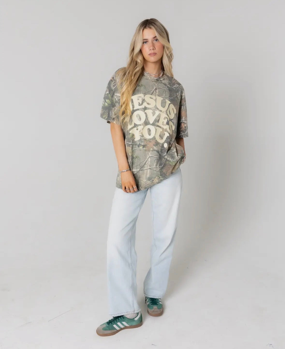 Oversized Jesus Loves You Camo Tee PRE ORDER