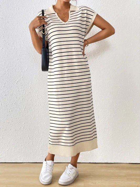 V-Neck Striped Maxi Dress