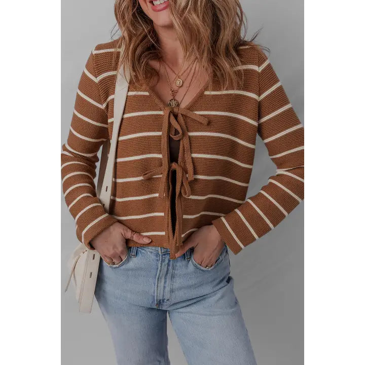 Front Tie Knit Cardigan