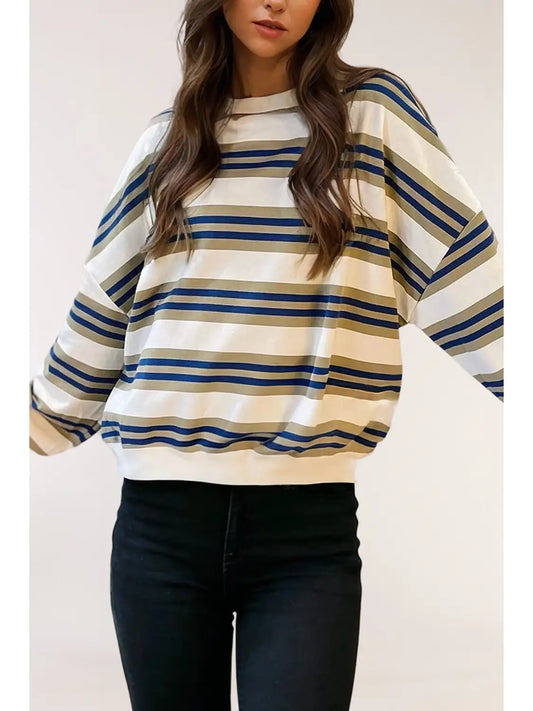 Stripe Drop Shoulder Pullover