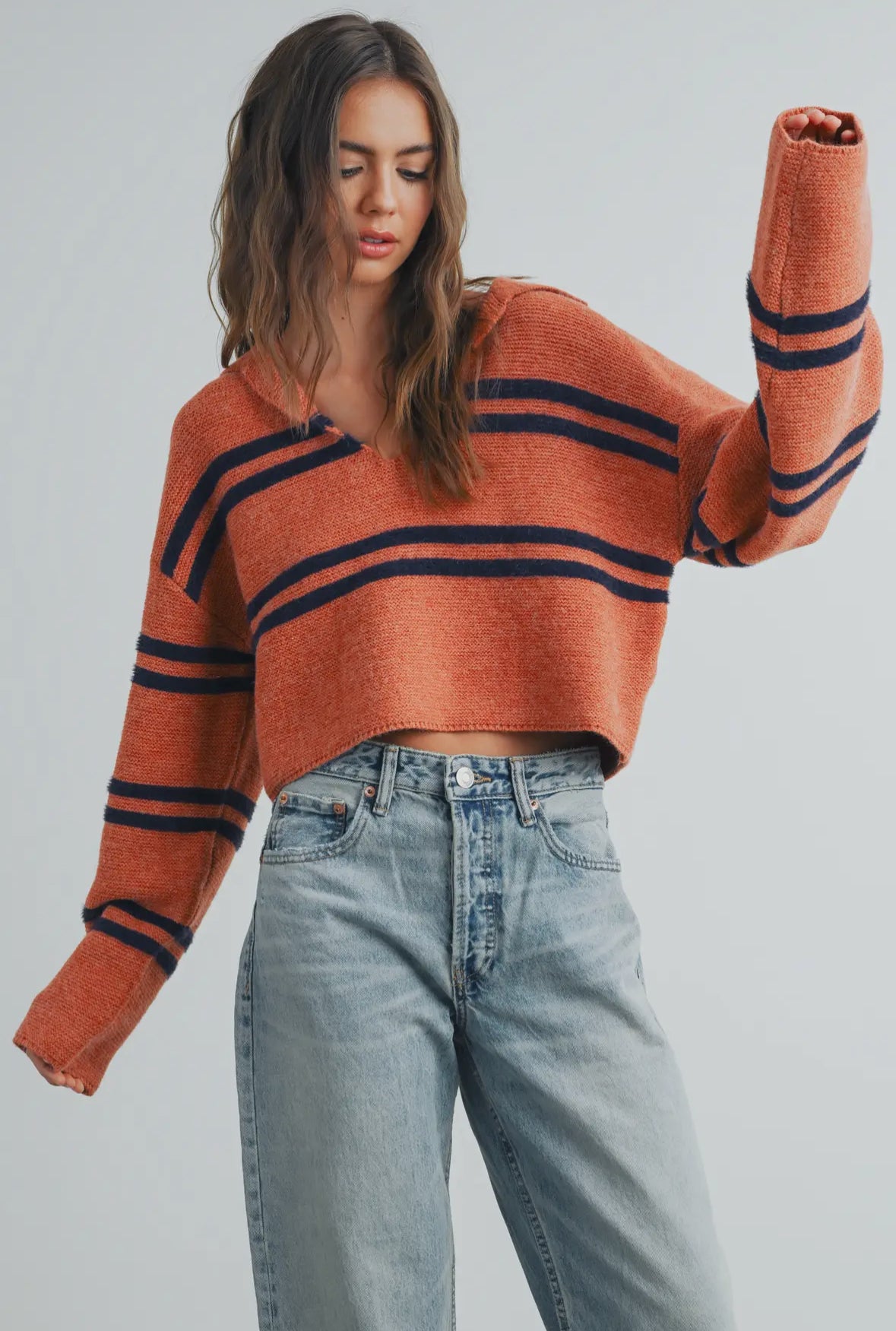 striped cropped sweatshirt