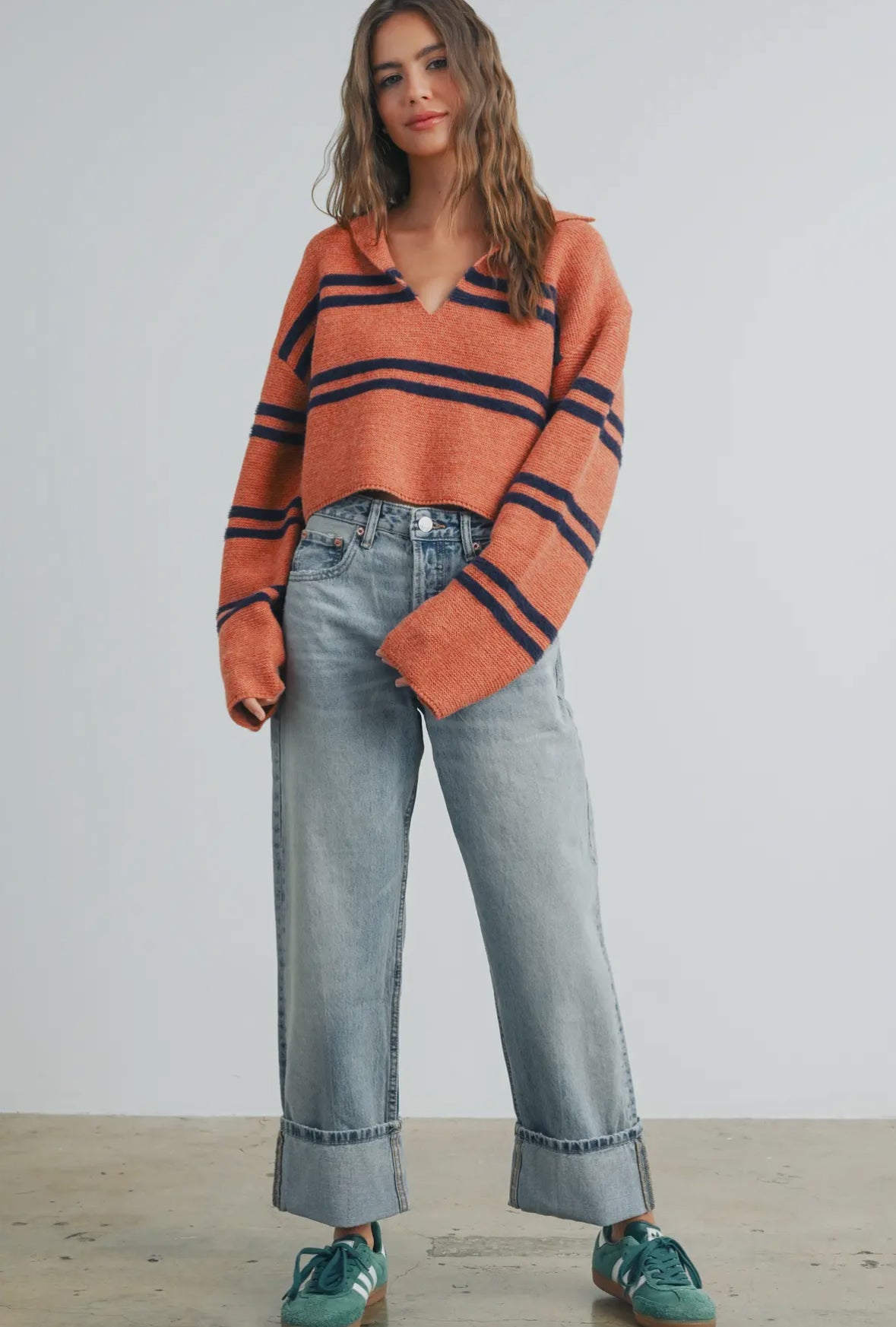 striped cropped sweatshirt