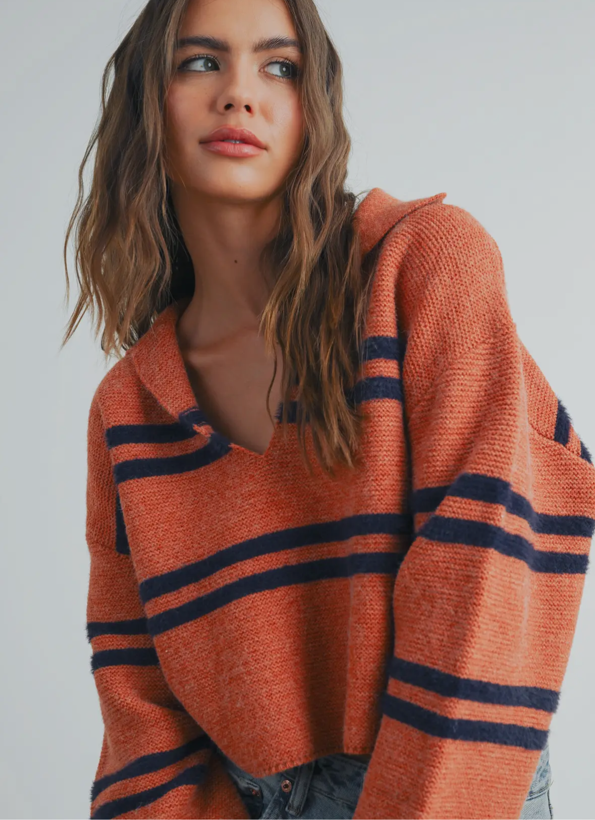 striped cropped sweatshirt