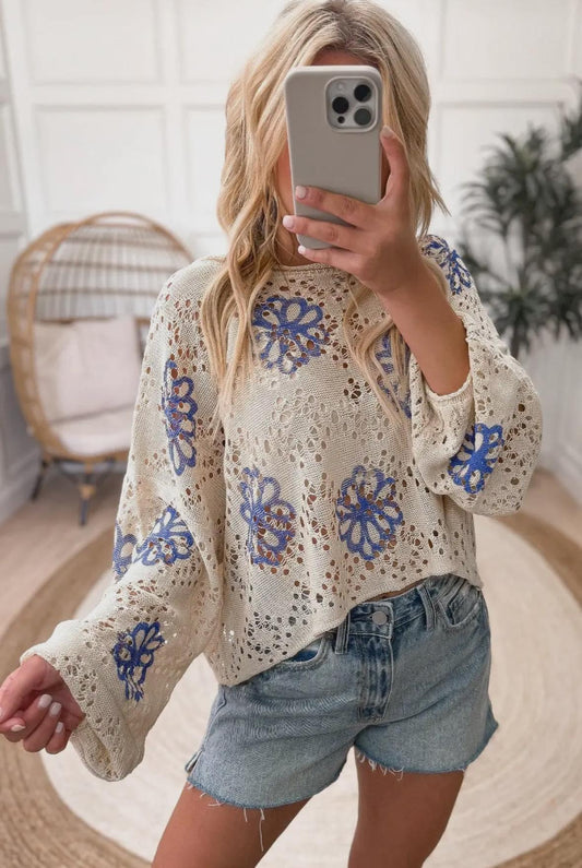 Knit floral sweater